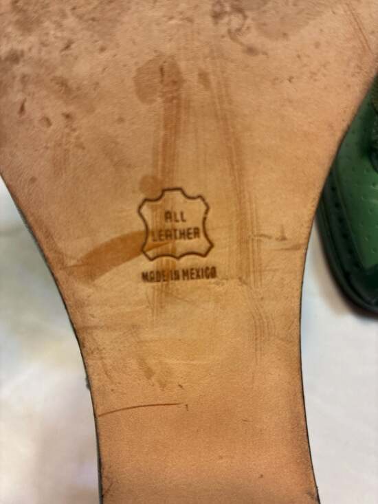 Re-Mix Vintage Shoes Spectator Green Leather Peep Toe Wedge Oxfords - Picture 10 of 11